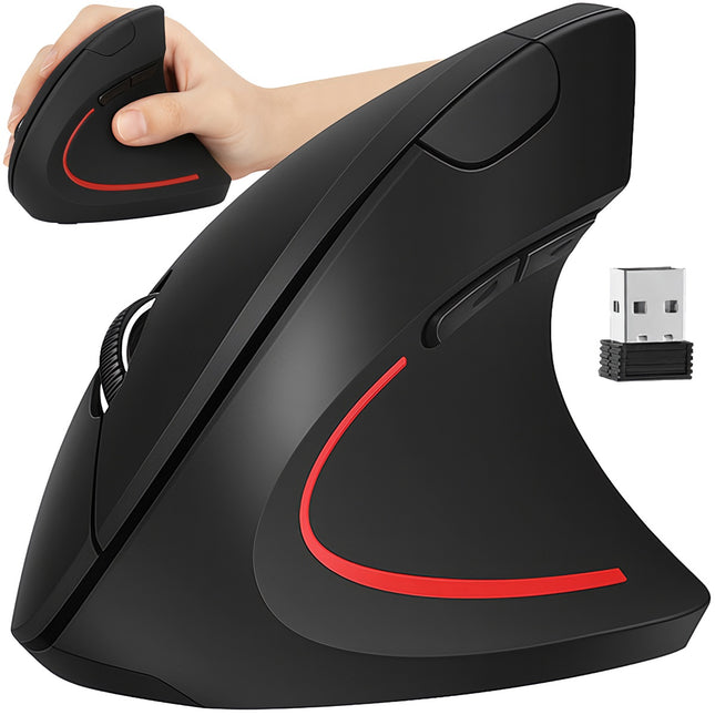 Wireless Ergonomic Vertical Mouse, USB, 6 Buttons