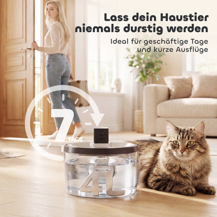 Wireless Stainless Steel Cat Water Fountain, 4L, Motion Sensor