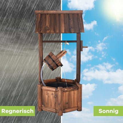 Wishing well water fountain with waterfall function 58.5 x 51 x 117 cm brown