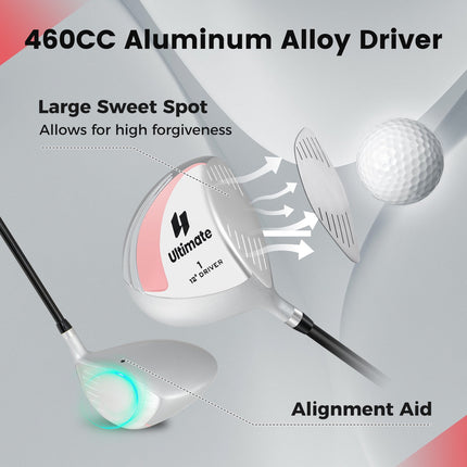 Women's 12 460cc Golf Driver, Graphite Shaft, Headcover