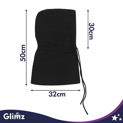 Women's Balaclava Hood 3-in-1 with Wool Ribbed Knit, Neck Warmer, Black
