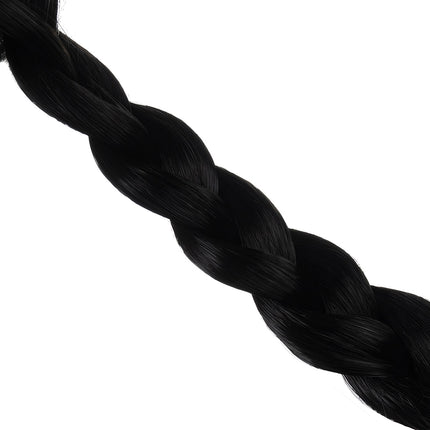 Women's Long Wig with Braids, Black Synthetic Hair