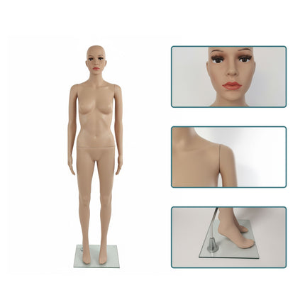 Women's Mannequin with Stand – Movable Arms, Glass Base