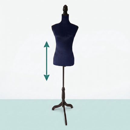 Women's Velvet Dress Form, Adjustable, Dark Blue