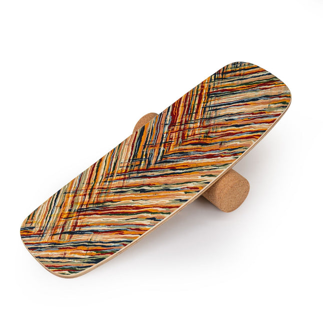 Wood Balance Board Trainer with Cork Roller, 79x28 cm