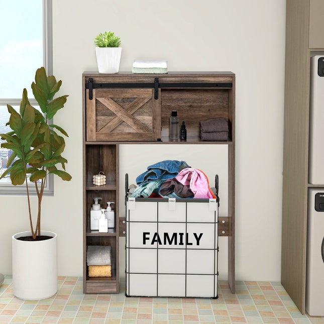 Wood Bathroom Cabinet with Sliding Door, 84x17x128 cm, Brown