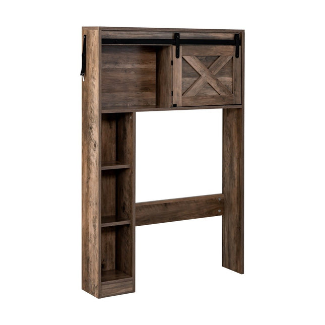Wood Bathroom Cabinet with Sliding Door, 84x17x128 cm, Brown