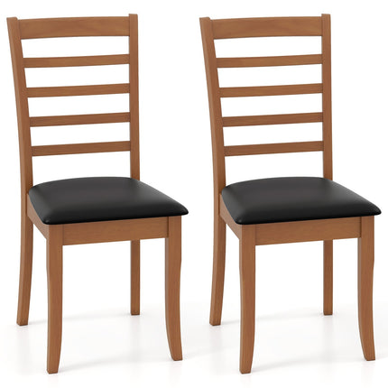 Wood Dining Chair Set of 2, Black, Rubberwood Legs