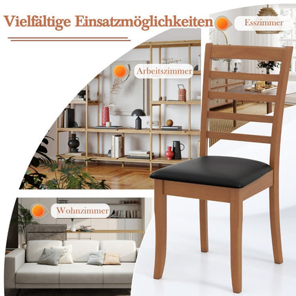 Wood Dining Chair Set of 2, Black, Rubberwood Legs