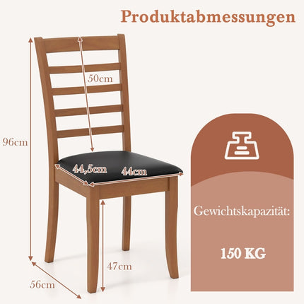 Wood Dining Chair Set of 2, Black, Rubberwood Legs