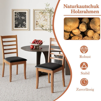 Wood Dining Chair Set of 2, Black, Rubberwood Legs