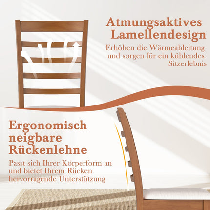 Wood Dining Chair Set of 2, Ergonomic, Beige, Rubberwood