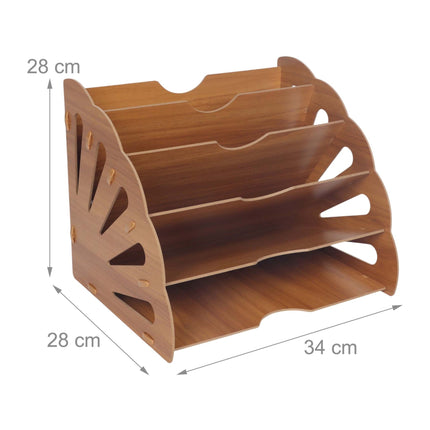 Wood-Effect Letter Tray, 5 Slots – Dark Brown MDF