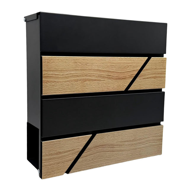 Wood-Effect Outdoor Letterbox with Newspaper Holder