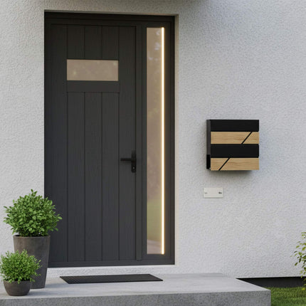 Wood-Effect Outdoor Letterbox with Newspaper Holder