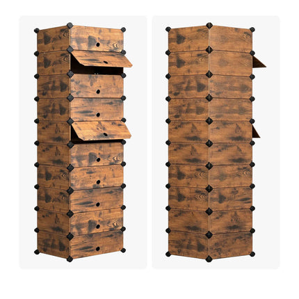 Wood-Effect Shoe Rack, 10 Compartments, Space-Saving