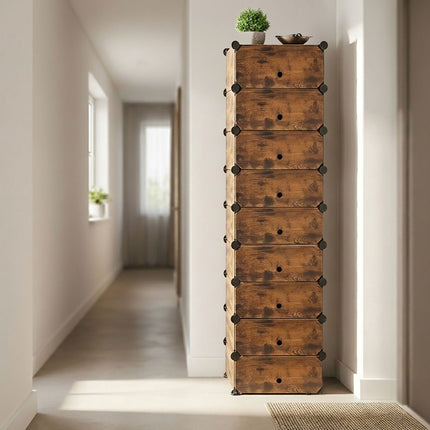 Wood-Effect Shoe Rack, 10 Compartments, Space-Saving