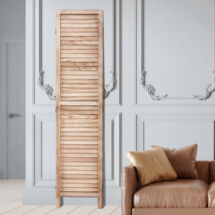 Wood Folding Room Divider, 6-Panel 66.9 in Louvered