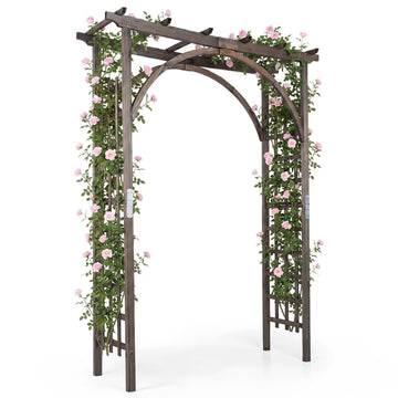 Wood Garden Arch Trellis 85" Tall for Climbing Plants