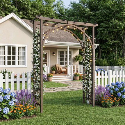 Wood Garden Arch Trellis 85" Tall for Climbing Plants