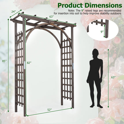 Wood Garden Arch Trellis 85" Tall for Climbing Plants
