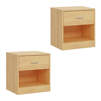 Wood-Look Bedside Table with Drawer, 2-Pack MDF