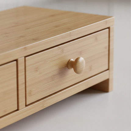 Wood Monitor Riser with 2 Drawers, 12.5 x 47 x 18 cm