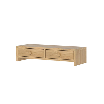 Wood Monitor Riser with 2 Drawers, 12.5 x 47 x 18 cm