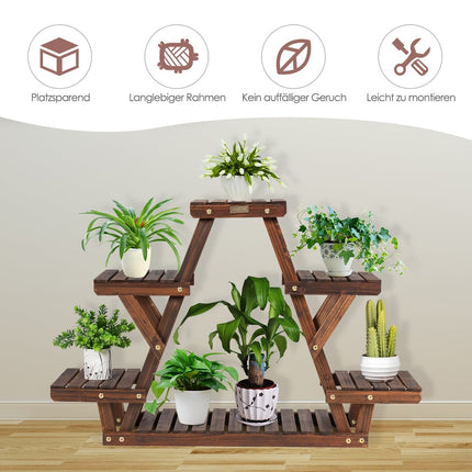 Wood Plant Stand, 6-Tier Triangle Shelf, 99x25x64.5 cm