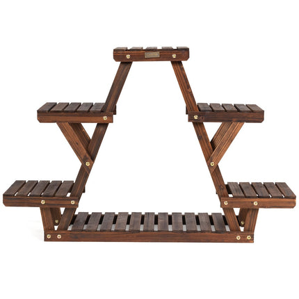 Wood Plant Stand, 6-Tier Triangle Shelf, 99x25x64.5 cm