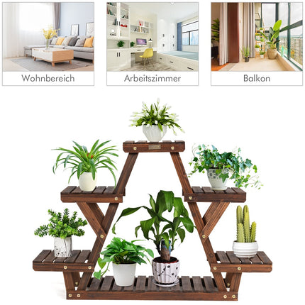 Wood Plant Stand, 6-Tier Triangle Shelf, 99x25x64.5 cm