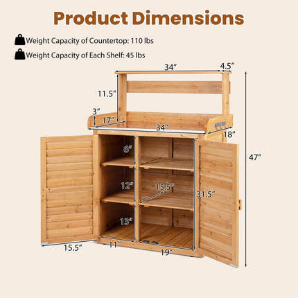 Wood Plant Workstation with Stainless Steel Top, Shelves