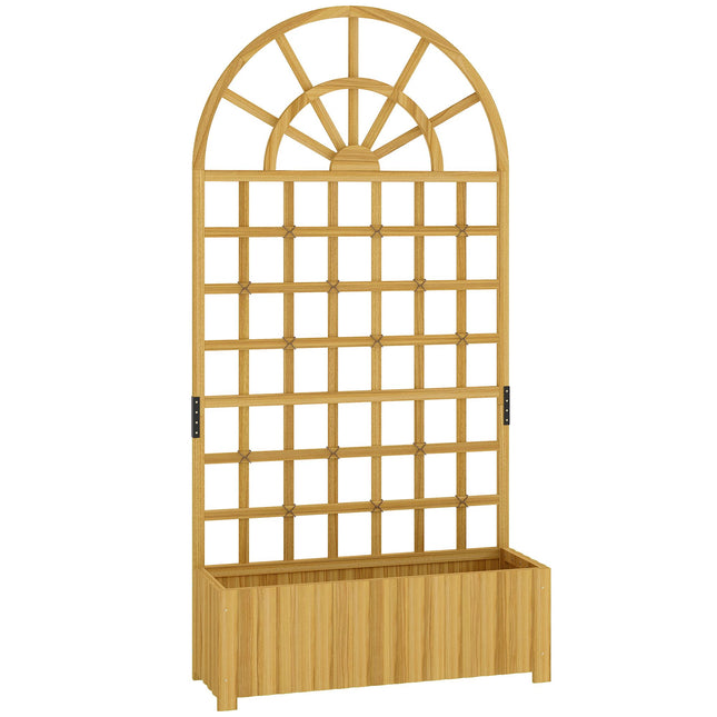 Wood Planter Box with Trellis, Drainage Holes, 90x30x180 cm