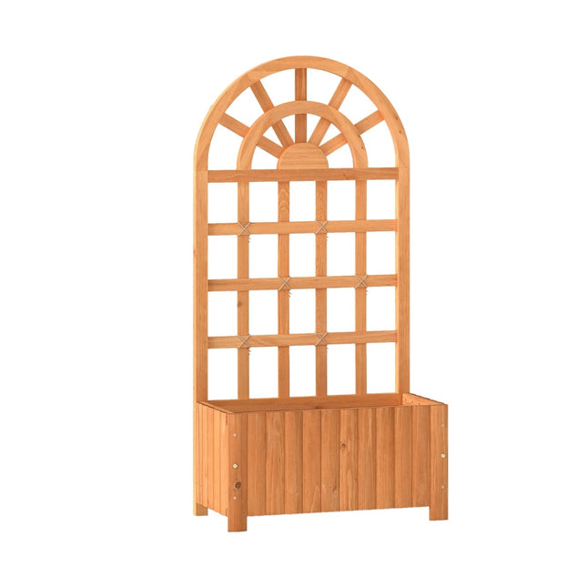 Wood Planter Box with Trellis & Drainage for Climbing Plants