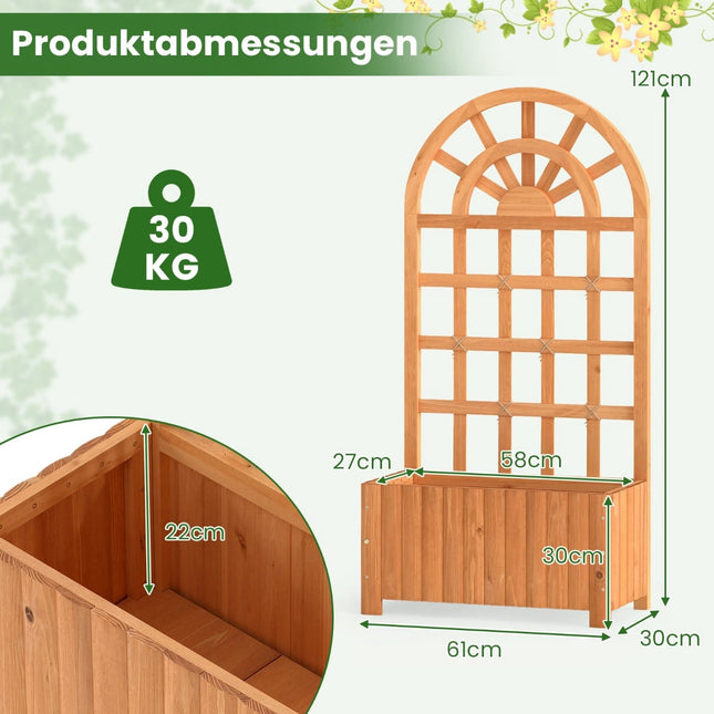 Wood Planter Box with Trellis & Drainage for Climbing Plants