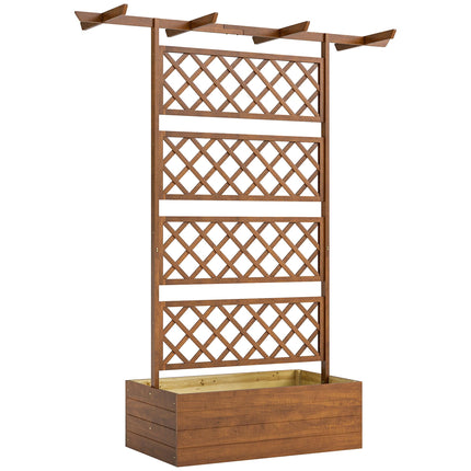 Wood Planter Box with Trellis and Roof for Climbing Plants