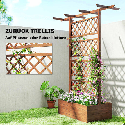 Wood Planter Box with Trellis and Roof for Climbing Plants