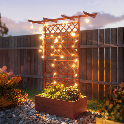 Wood Planter Box with Trellis and Roof for Climbing Plants