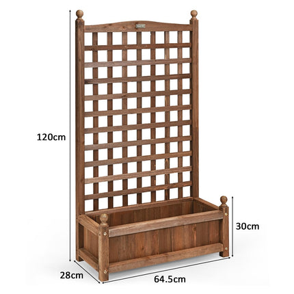 Wood Planter Box with Trellis for Climbing Plants, 64.5x28x120 cm
