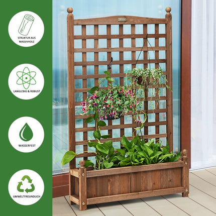 Wood Planter Box with Trellis for Climbing Plants, 64.5x28x120 cm