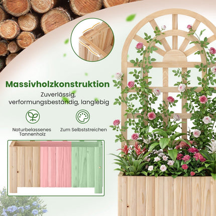 Wood Planter Box with Trellis for Climbing Plants