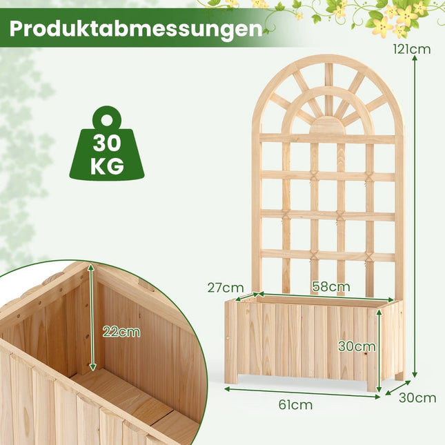 Wood Planter Box with Trellis for Climbing Plants