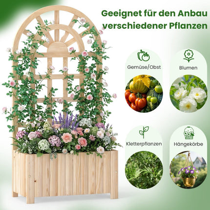 Wood Planter Box with Trellis for Climbing Plants