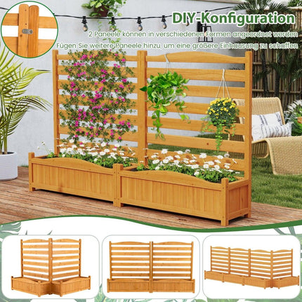 Wood Privacy Screen with Planter Box & Trellis, 91x114 cm