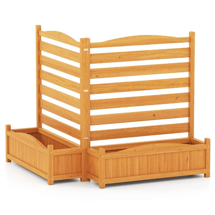 Wood Privacy Screen with Planter Box & Trellis, 91x114 cm