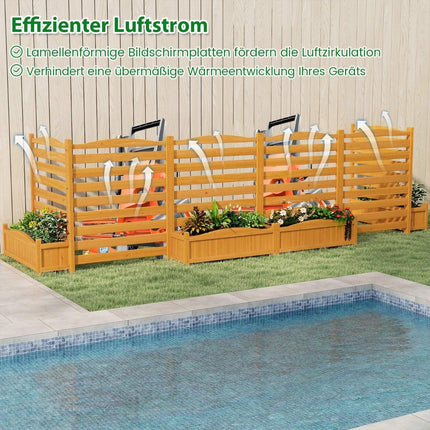 Wood Privacy Screen with Planter Box & Trellis, 91x114 cm