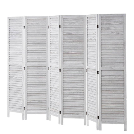 Wood Room Divider, 6-Panel Folding Privacy Screen, 66.9 In