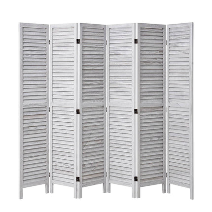 Wood Room Divider, 6-Panel Folding Privacy Screen, 66.9 In