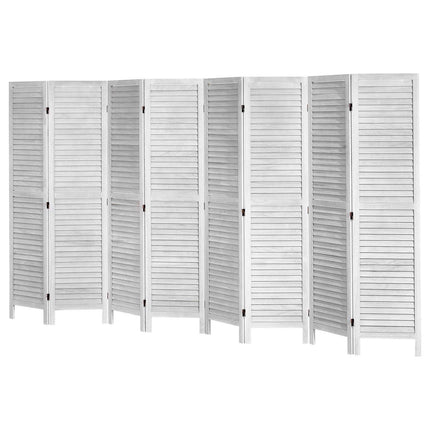 Wood Room Divider, 8-Panel Folding Louvered Screen 66.9in