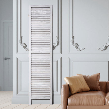 Wood Room Divider, 8-Panel Folding Louvered Screen 66.9in